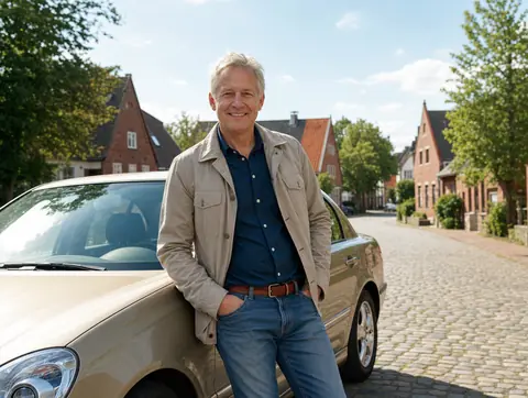 Verkäufer aus Rath mit dem verkauften Fahrzeug